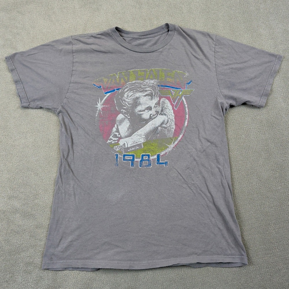Van Halen T Shirt Mens Medium Gray 1984 Angel Graphic Rock Band Grunge Tee